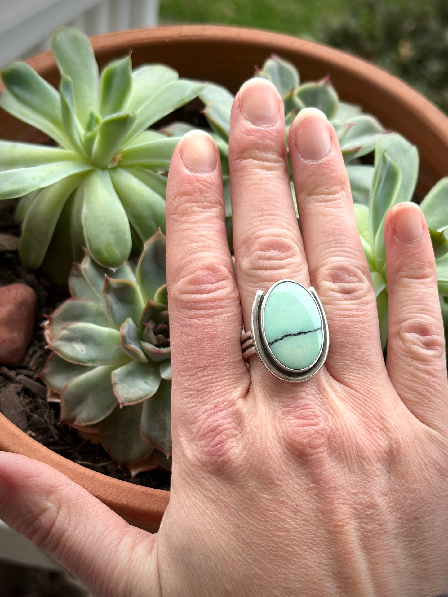 Mint Desert Bloom Variscite Ring in size 9.5