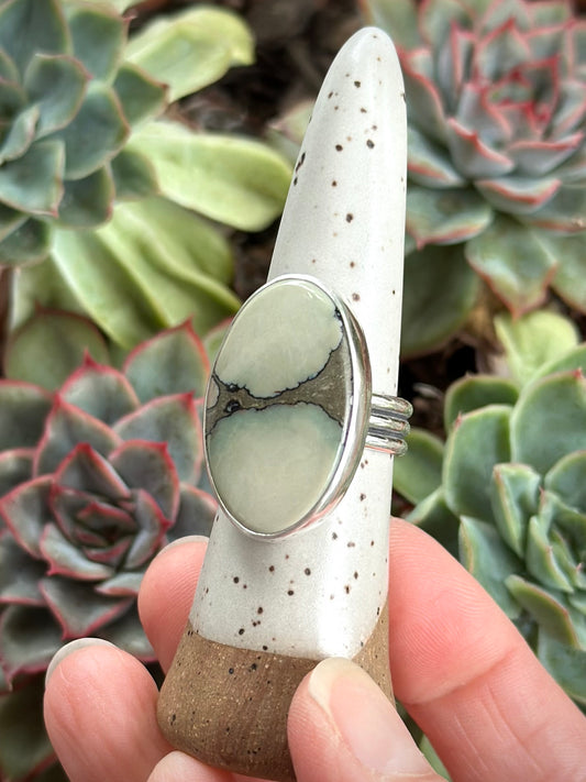 Ivory Desert Bloom Variscite Ring size 8.5 to 8.75