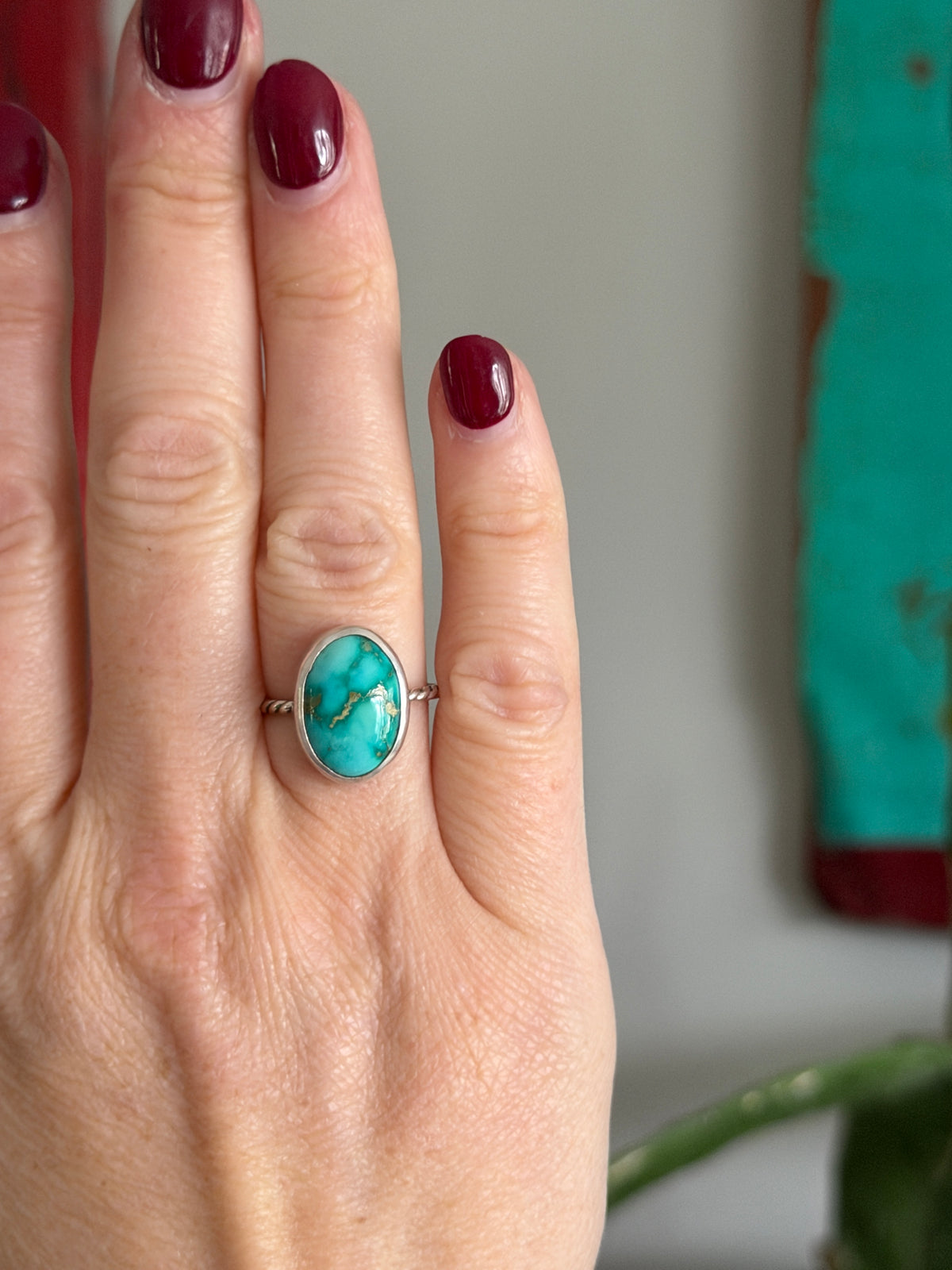 Sonoran Nugget Turquoise Twist Ring size 8