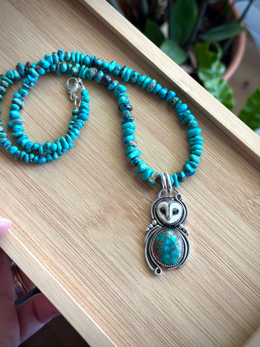 Pilot Mountain Turquoise Laura Mears Owl Pendant