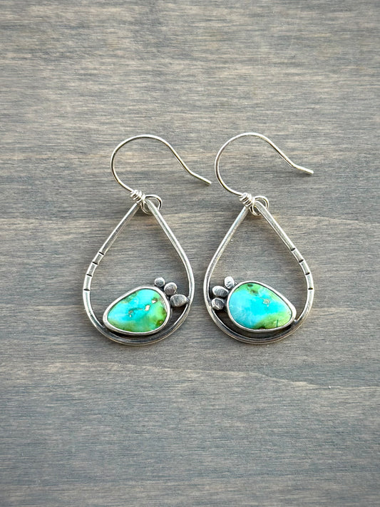 Sonoran Turquoise Teardrop Hoop Earrings in Blue-Green v2