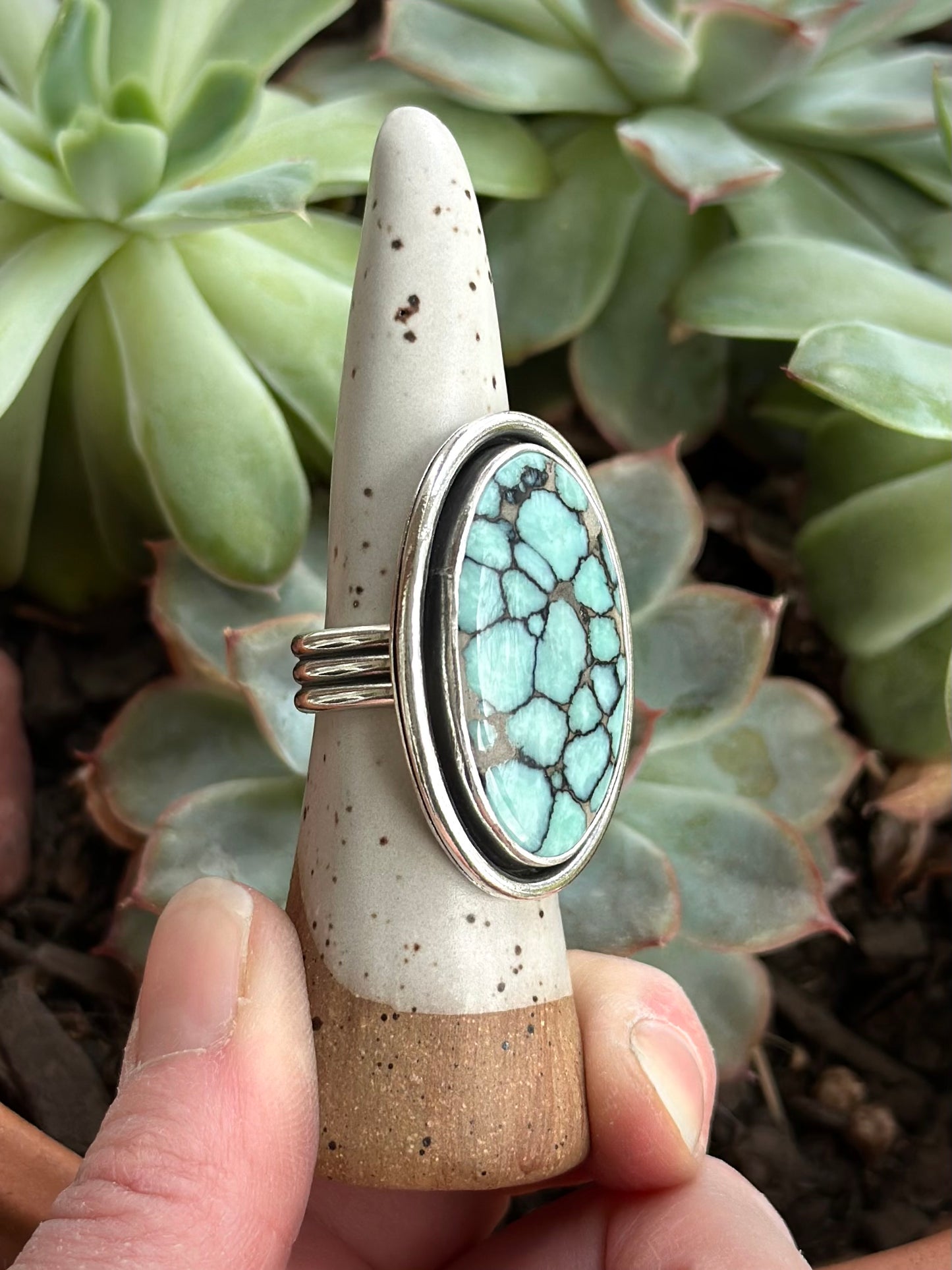 Desert Bloom Variscite Shadowbox Ring in size 9