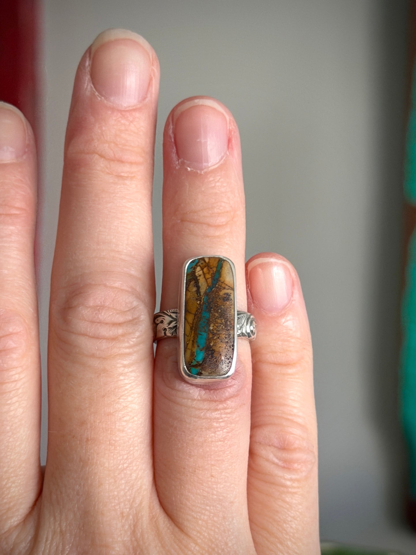 Royston Ribbon Turquoise Ring in size 5.75