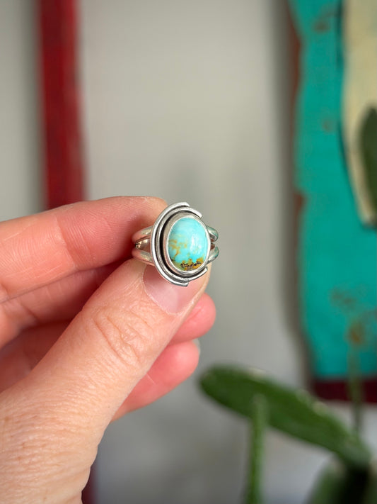 Thunderbird Turquoise Art Deco Ring size 6.25