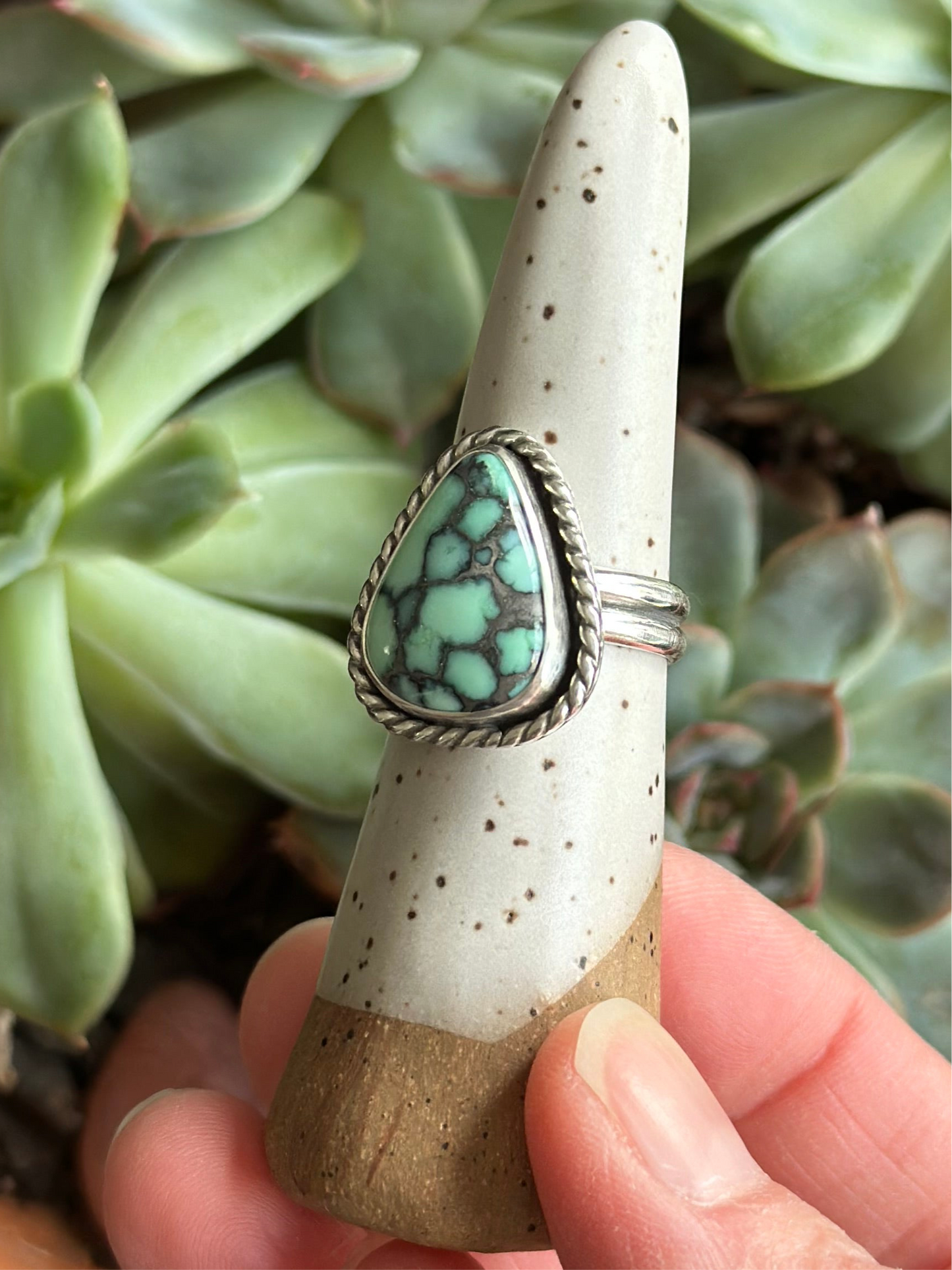 Calypso Variscite Twist Ring in size 7.75