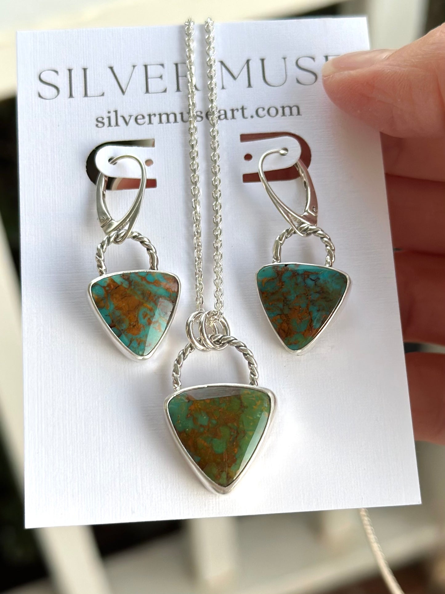 Rising Phoenix Turquoise Trillion Pendant