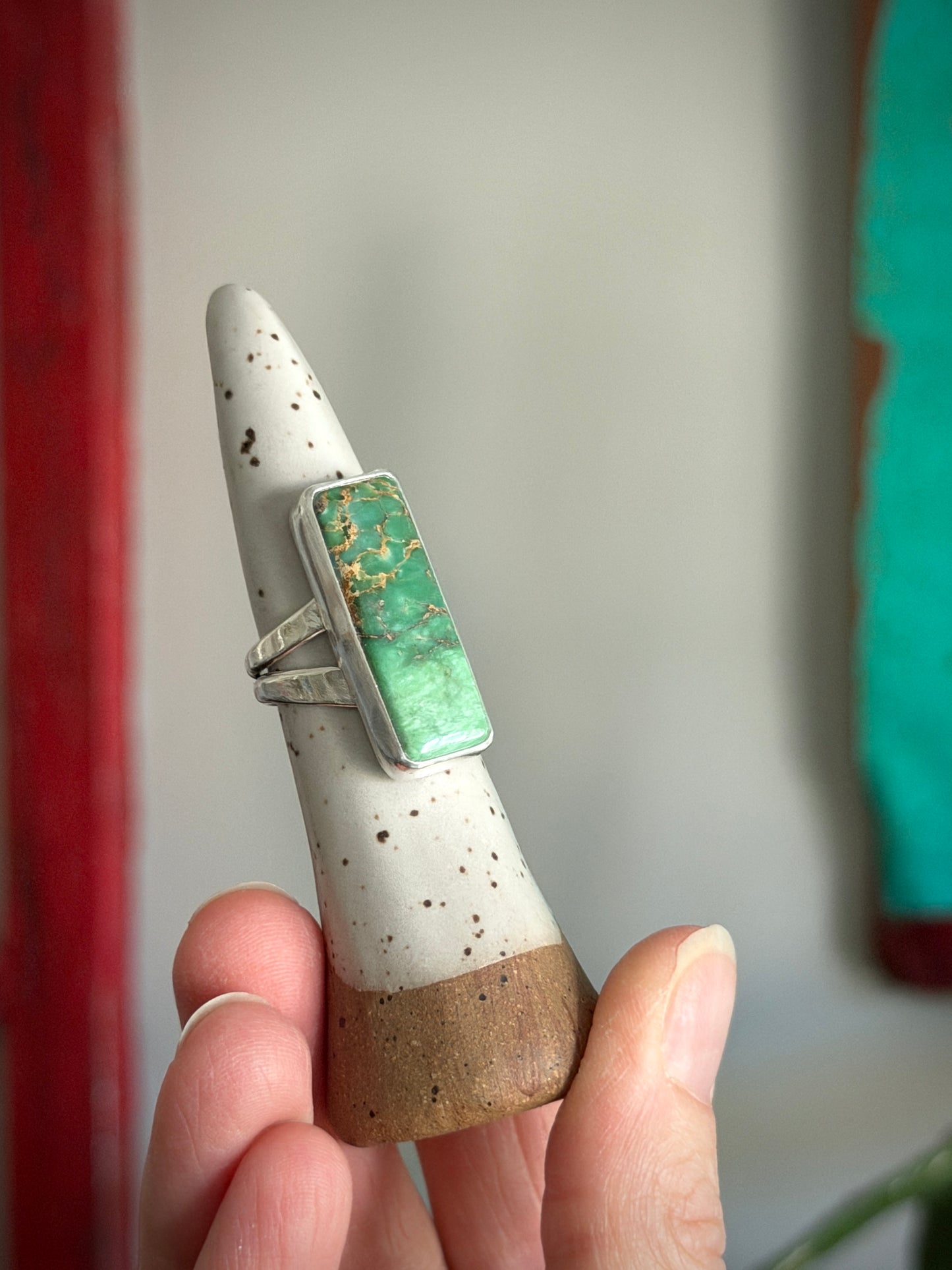 Australian Variscite Bar Ring in size 6.75 to 7