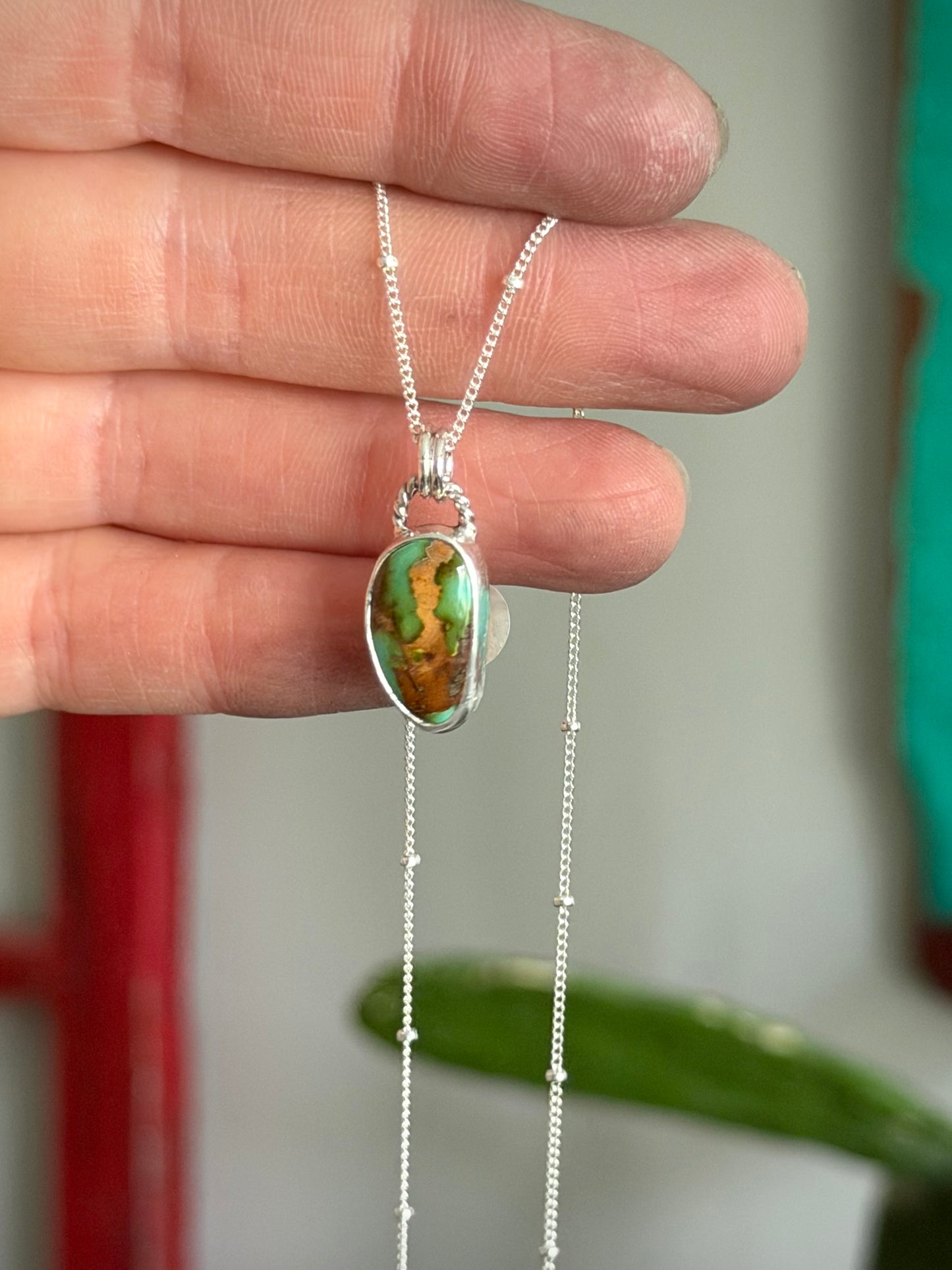 Royston Turquoise Little Necklace in Green + Gold