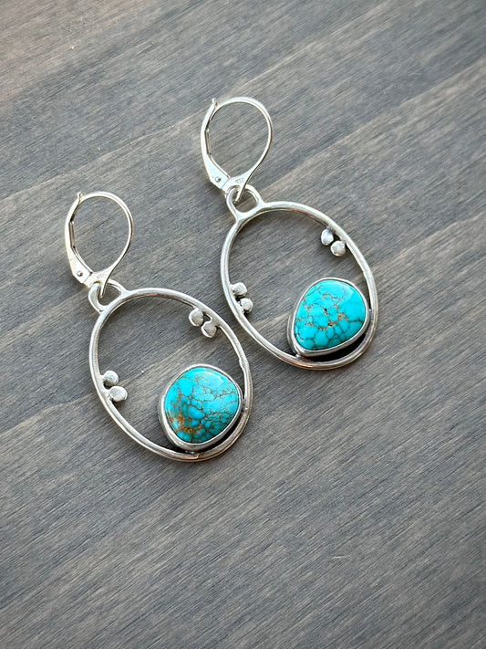 Sierra Bella Turquoise Oval Hoop Earrings in Blue