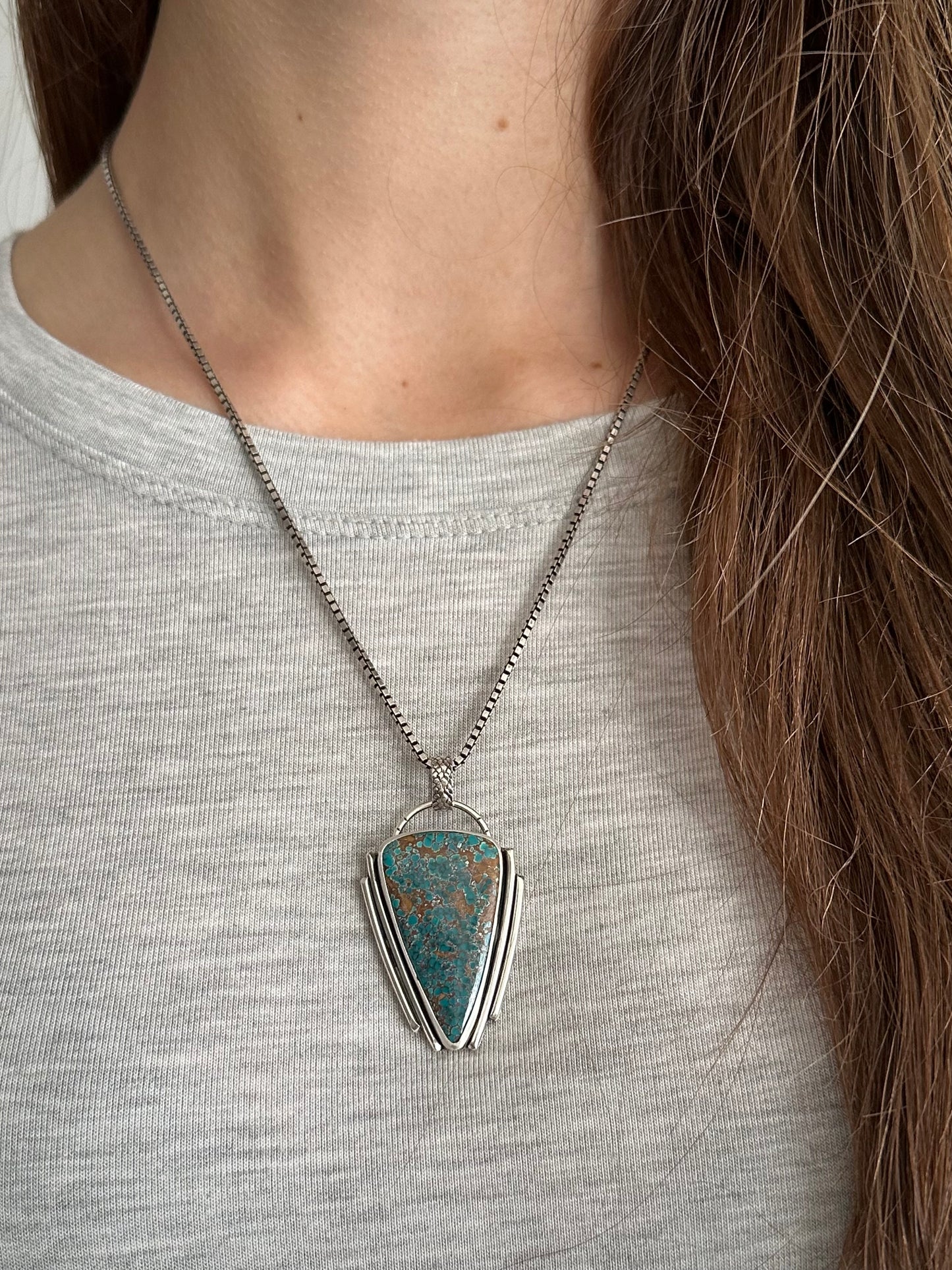 Royston Turquoise Art Deco Pendant in Blue