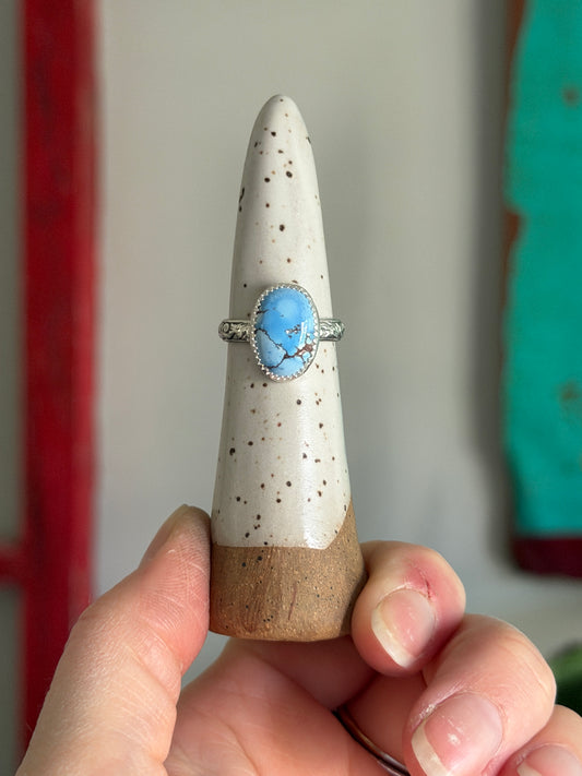 Golden Hills Turquoise Ring with Fleur band size 6.75