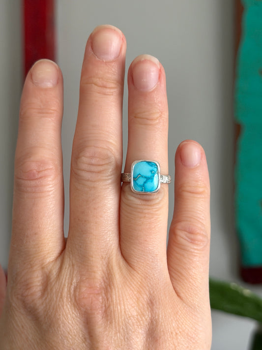 Bluebird Turquoise Square Ring size 5.75