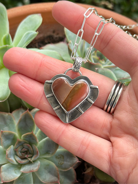 Polychrome Jasper Radiant Heart Pendant in Red v2