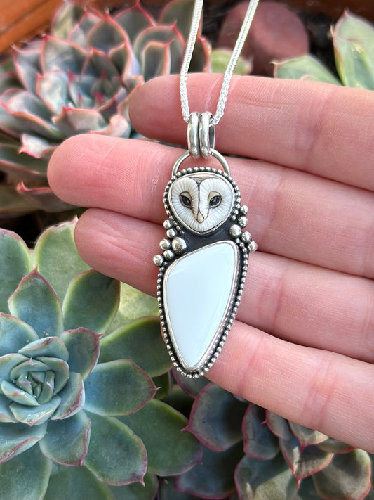 Emerald Basin Variscite + Laura Mears Owl Face Pendant