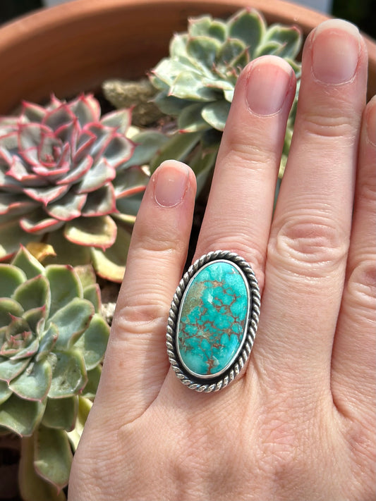 Sierra Bella Turquoise Chunky Twist Ring in size 7 to 7.25