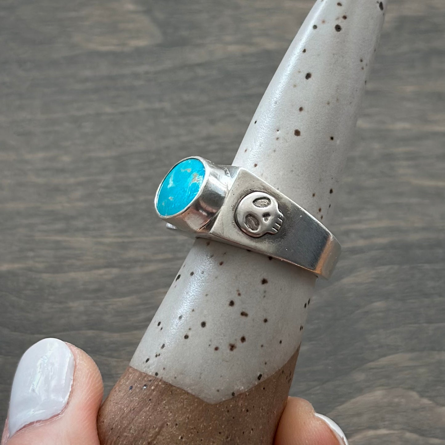 Signet Ring with Fox Turquoise size 9