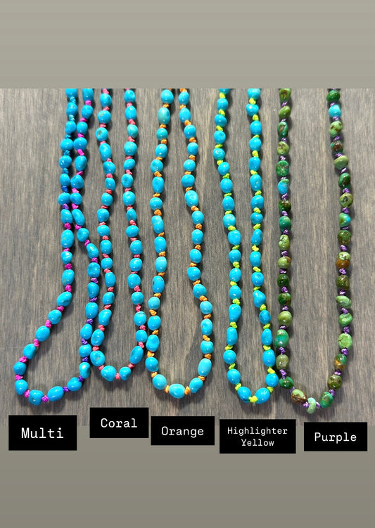 Turquoise Beaded HIGHLIGHTER Silk Necklace