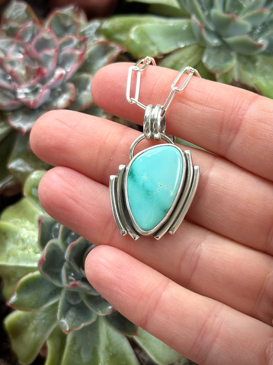 Fox Turquoise Art Deco Pendant in Blue v2