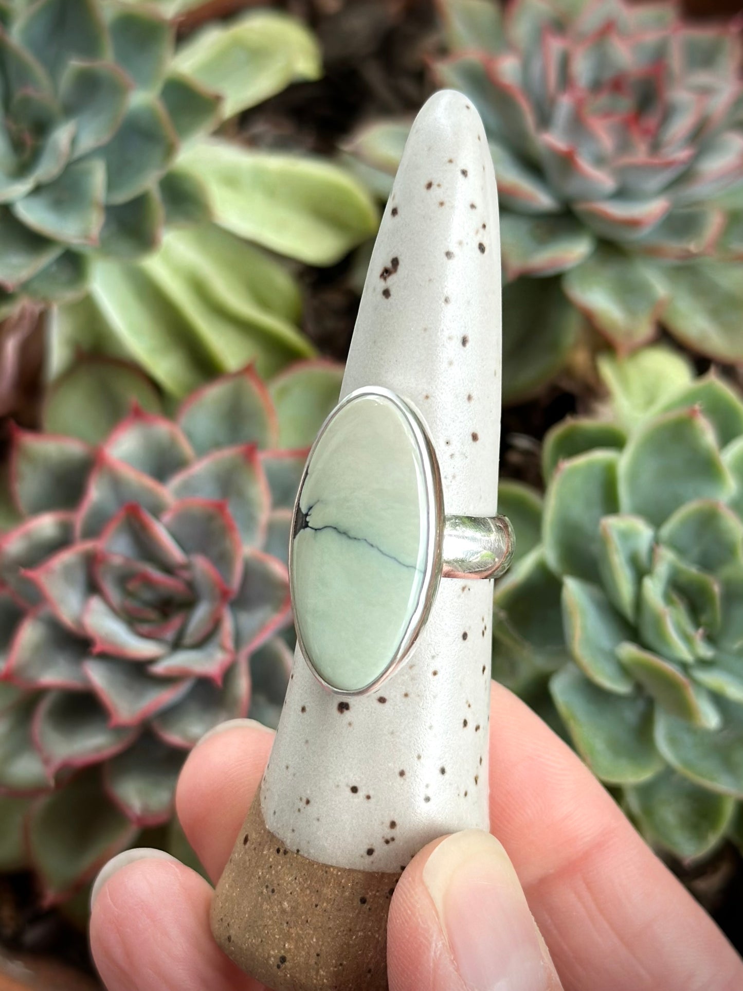 Ivory Desert Bloom Variscite Ring size 7.75