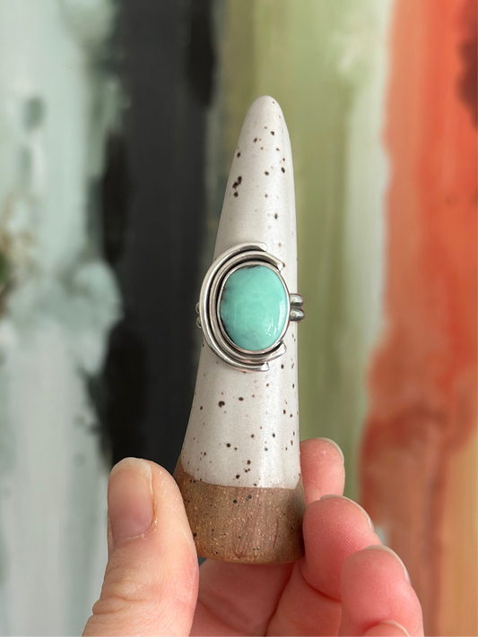 Desert Bloom Variscite Art Deco Ring in size 6-3/4