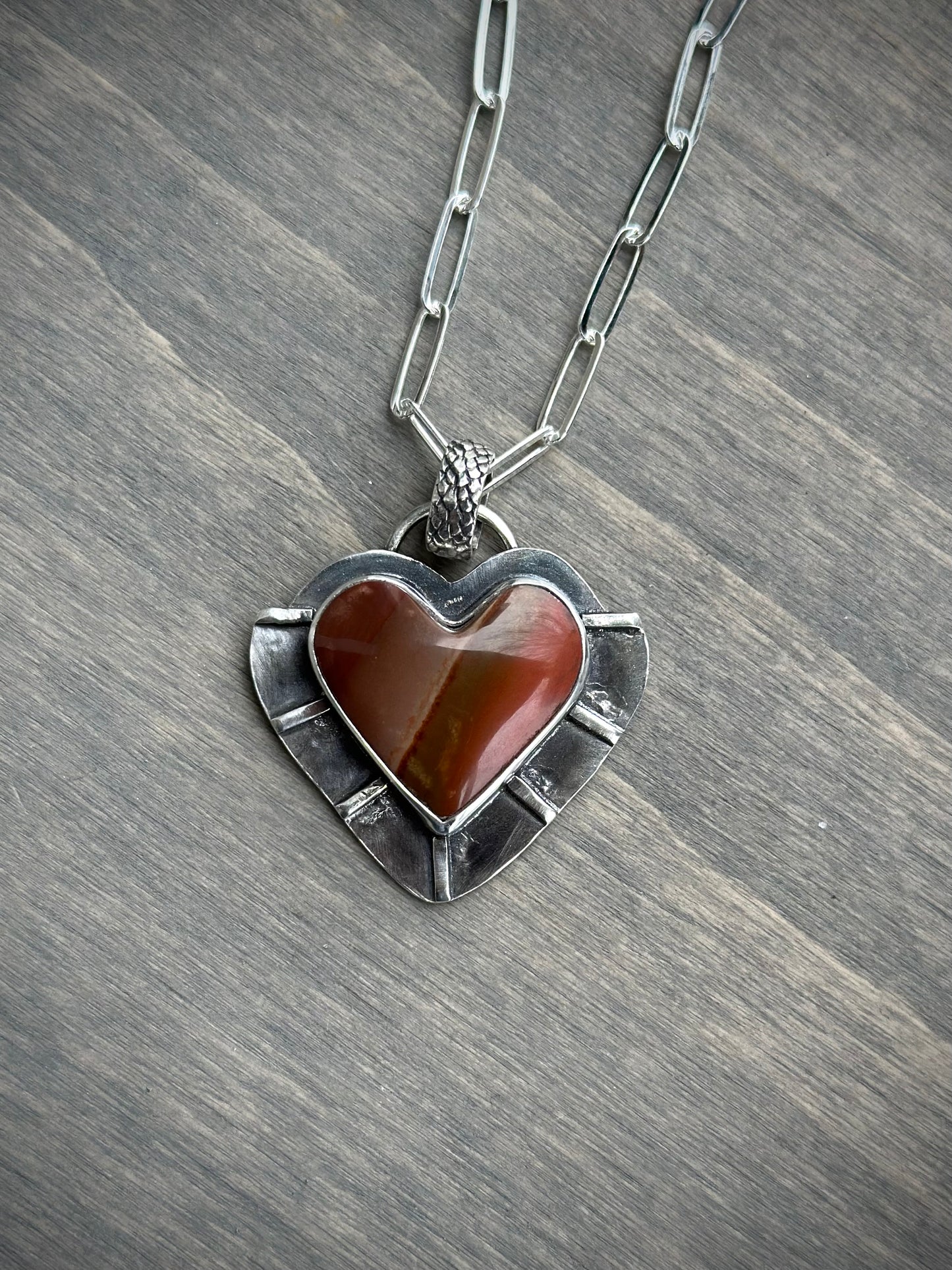 Polychrome Jasper Radiant Heart Pendant in Red v2