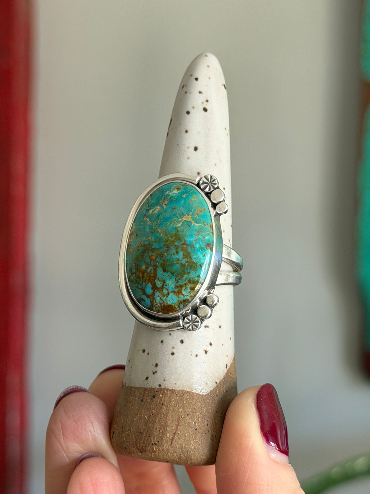 Rising Phoenix Turquoise Tree of Life Ring size 8.75