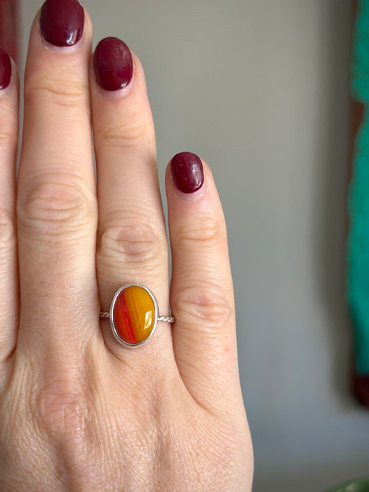 Rosarita Ring in Orange and Red, size 7.5
