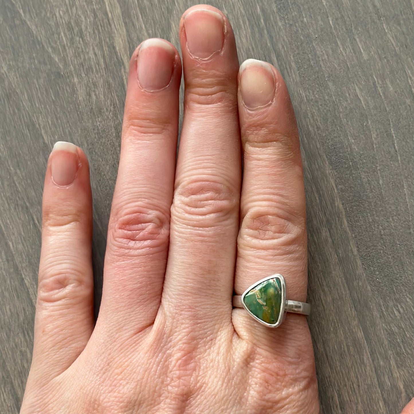 Australian Variscite Triangular Ring size 8.5