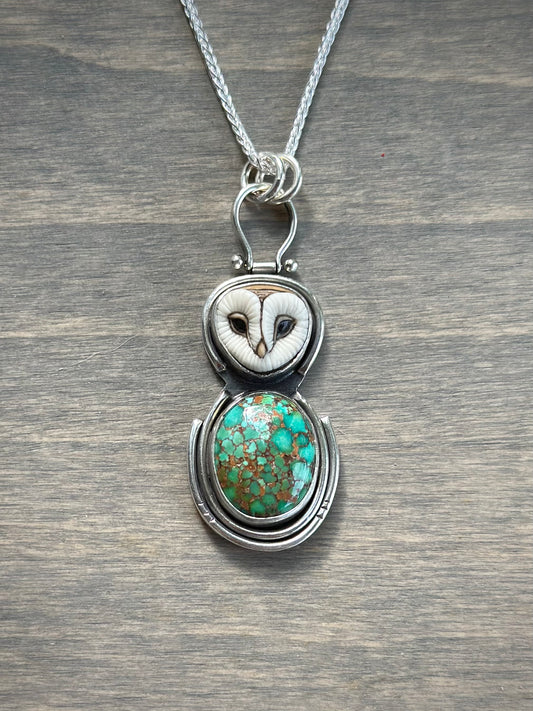 Catalina Turquoise + Laura Mears Owl Face Pendant
