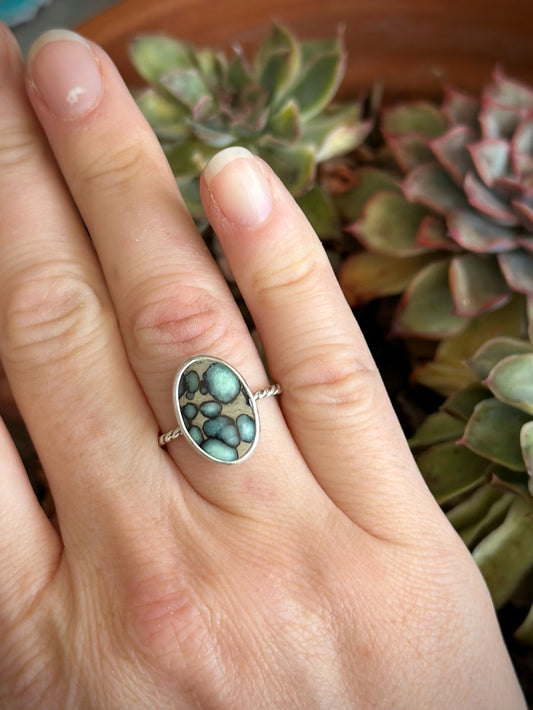 Desert Bloom Variscite Twist Stacker Ring in size 7-1/2