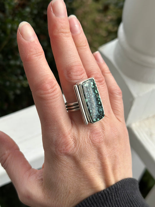 Snowville Variscite Ring in Art Deco Style size 9.5