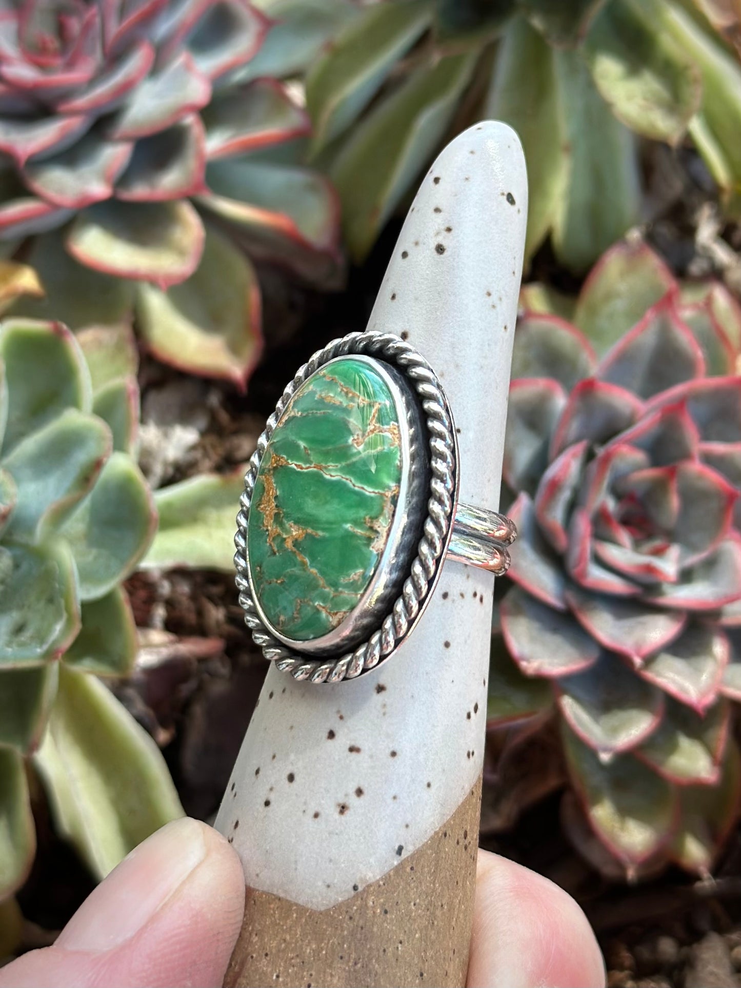 Australian Variscite Twist Ring in size 6.75 to 7