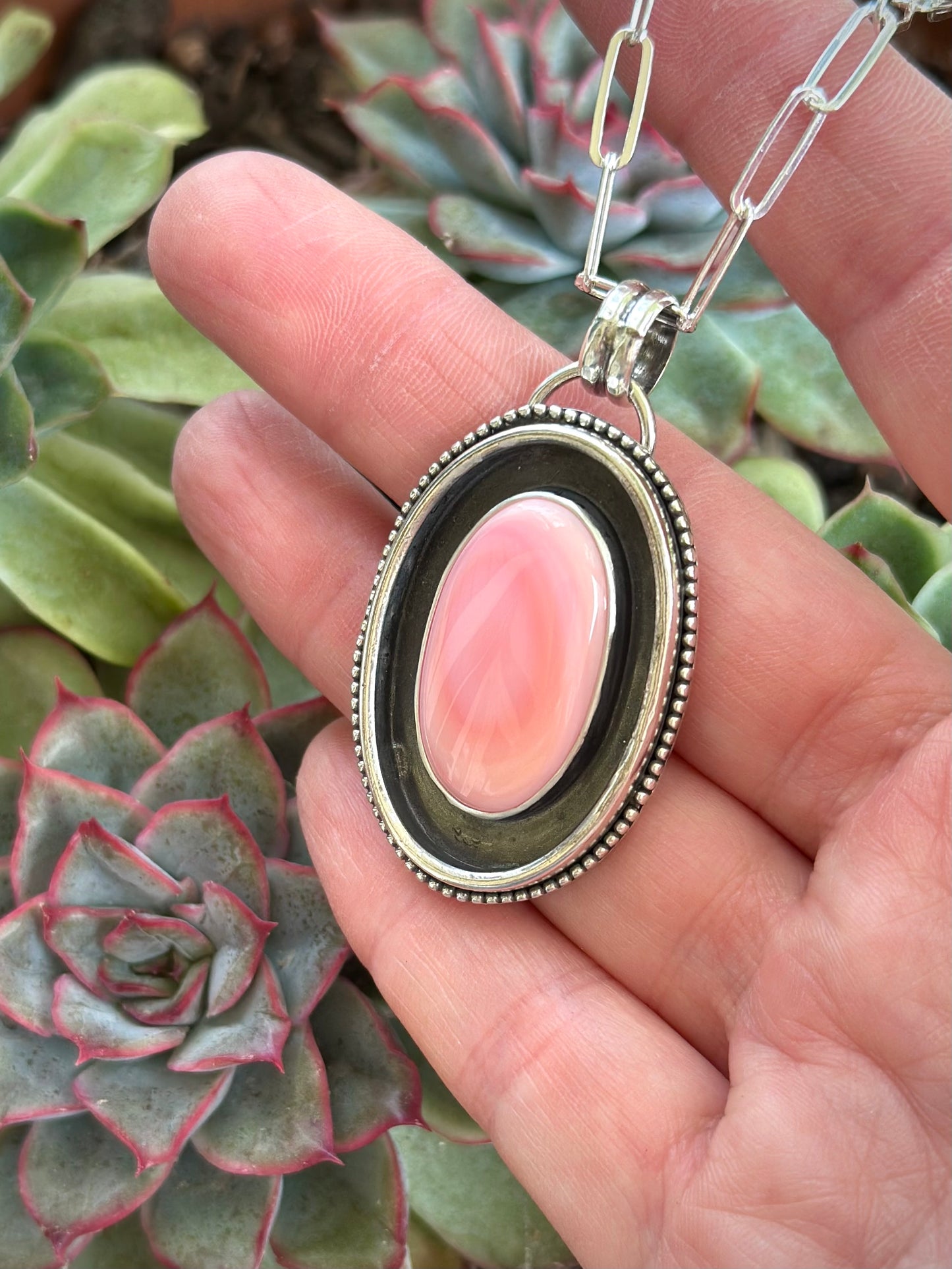 Pink Conch Shell Shadowbox Pendant