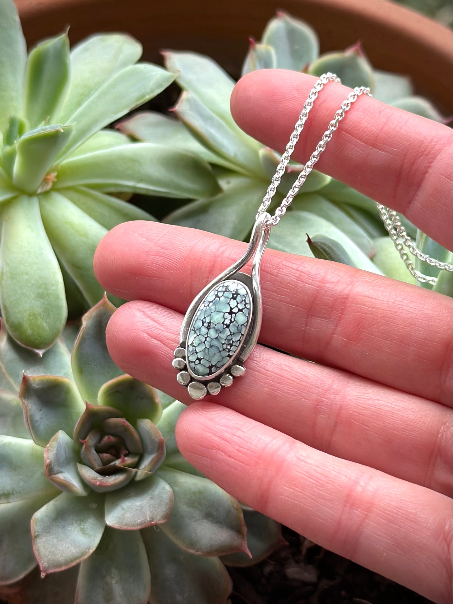 Desert Bloom Variscite Wishbone Pendant