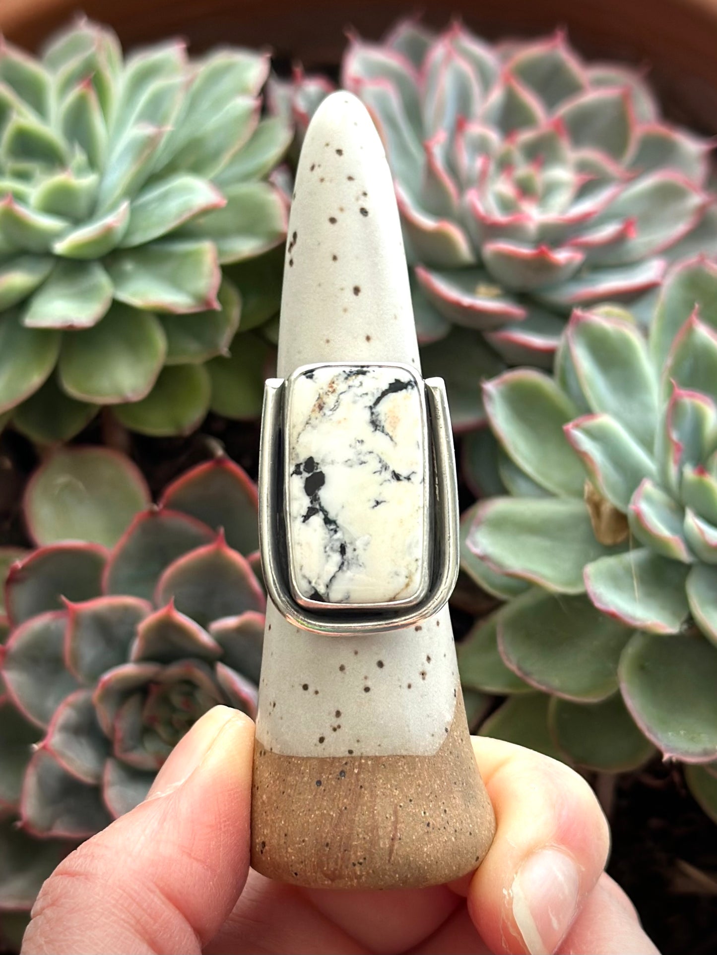 White Buffalo Art Deco Ring in size 9