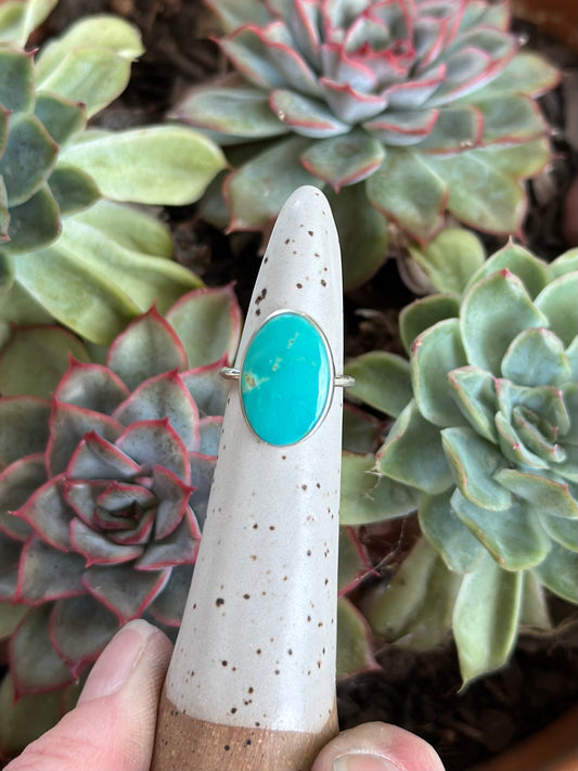 Kingman Gold Turquoise Ring in size 4.5