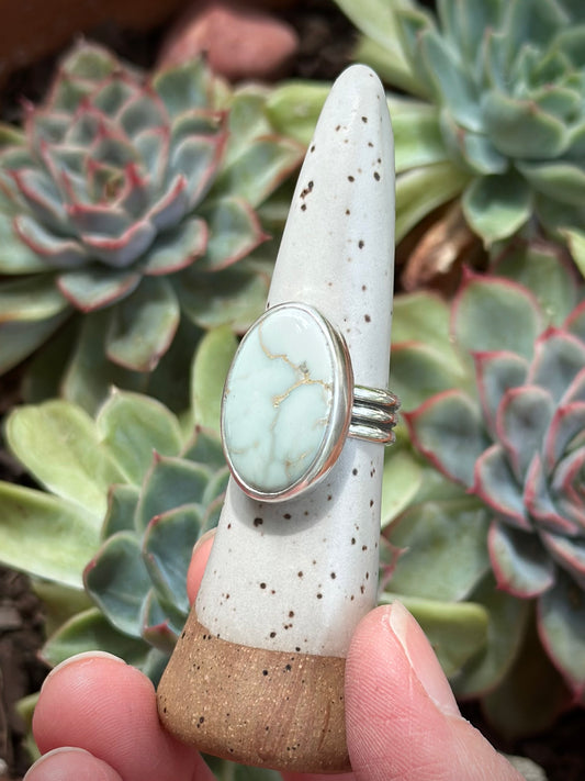 Emerald Basin Variscite Shadowbox Ring in size 7-3/4 to 8