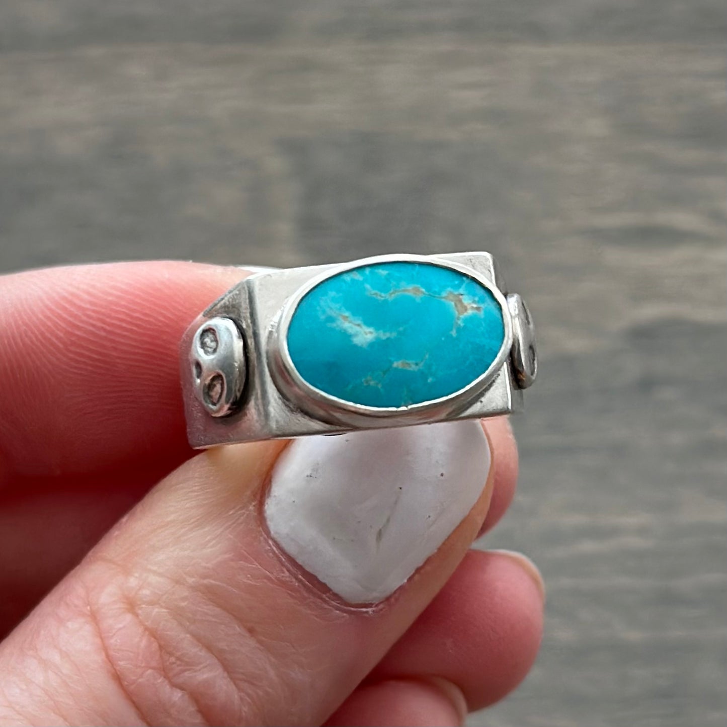 Signet Ring with Fox Turquoise size 9