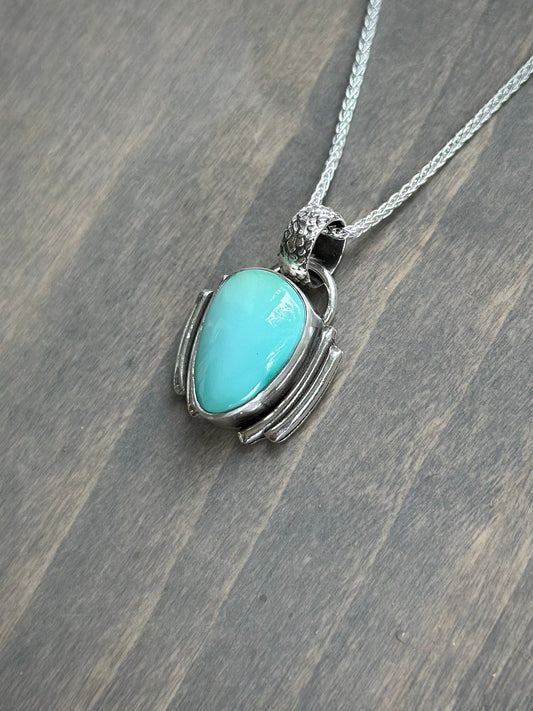 Royston Turquoise Art Deco Pendant in Pale Blue-Green v3
