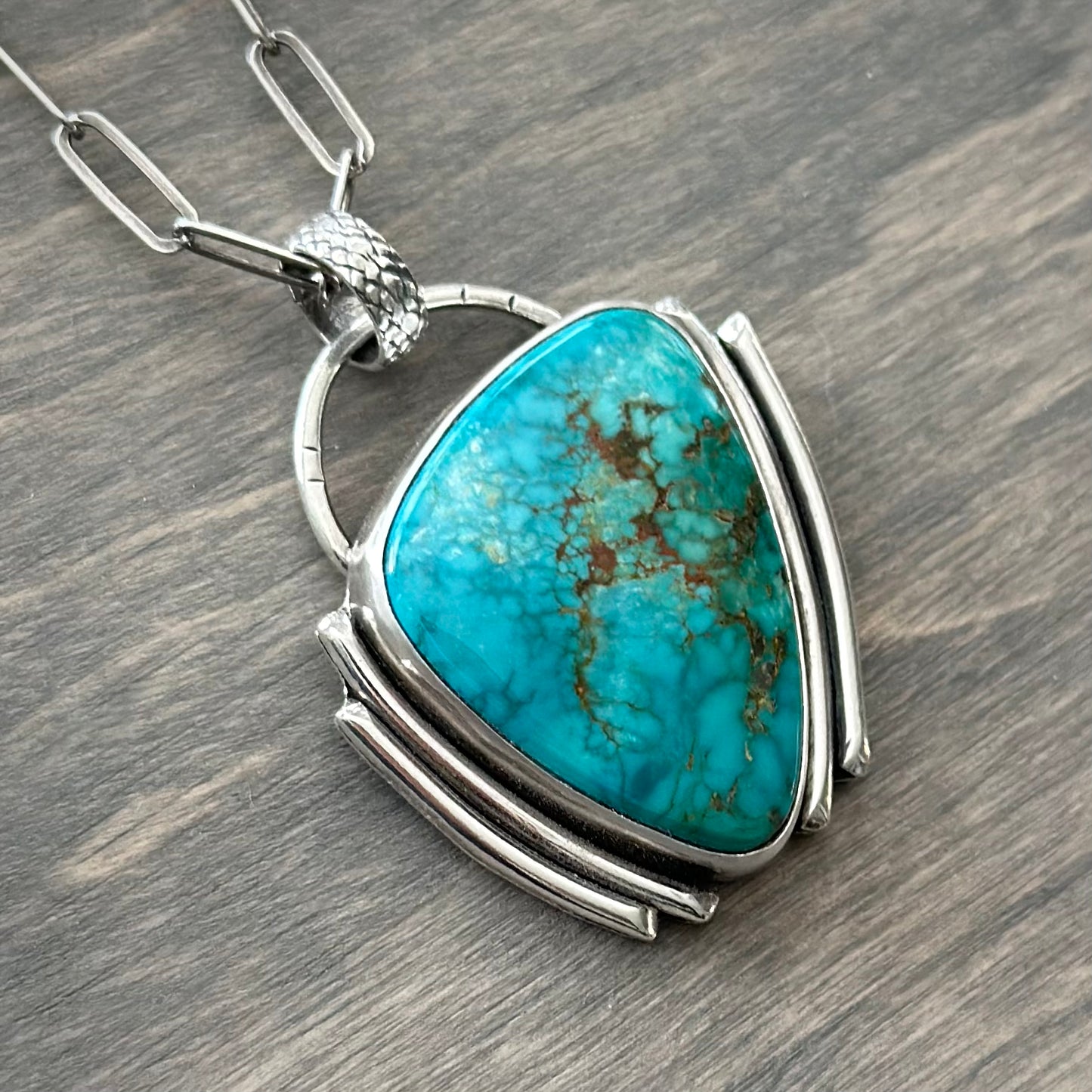 Fox Turquoise Art Deco Statement Pendant
