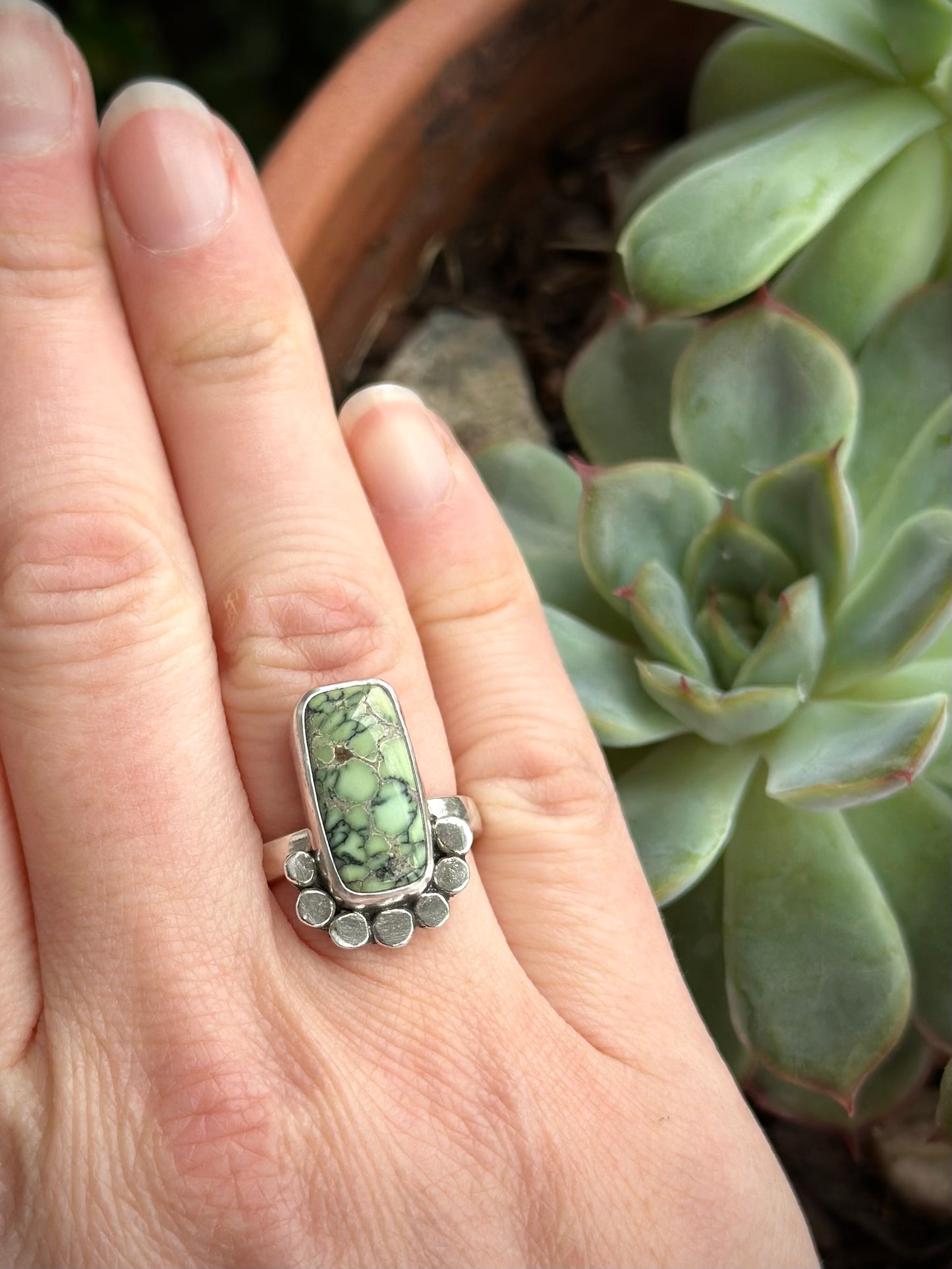 Nautilus Variscite Bar Ring