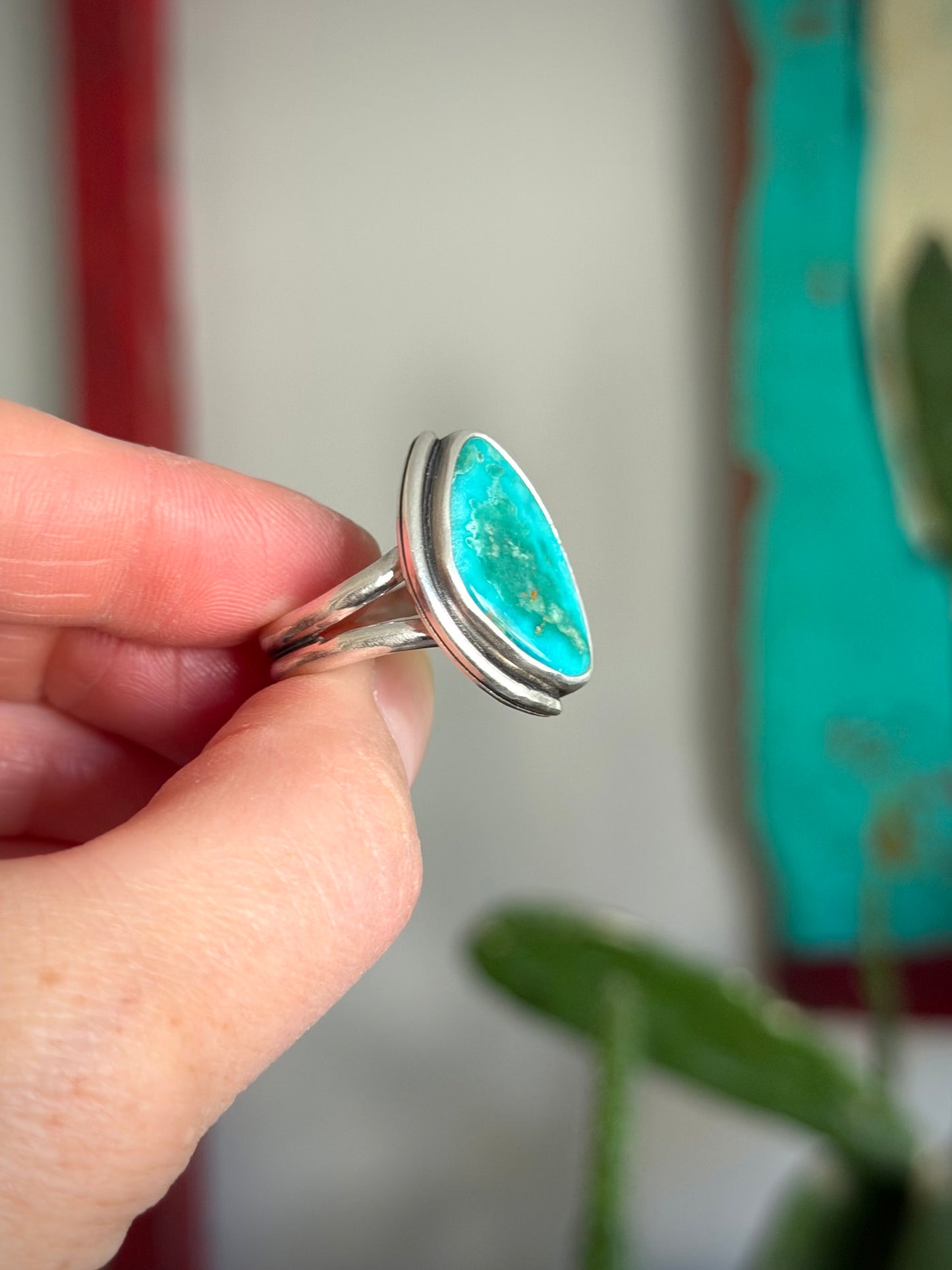 Fox Turquoise Art Deco Ring in size 9