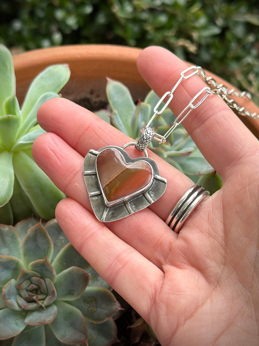 Polychrome Jasper Radiant Heart Pendant in Red v2