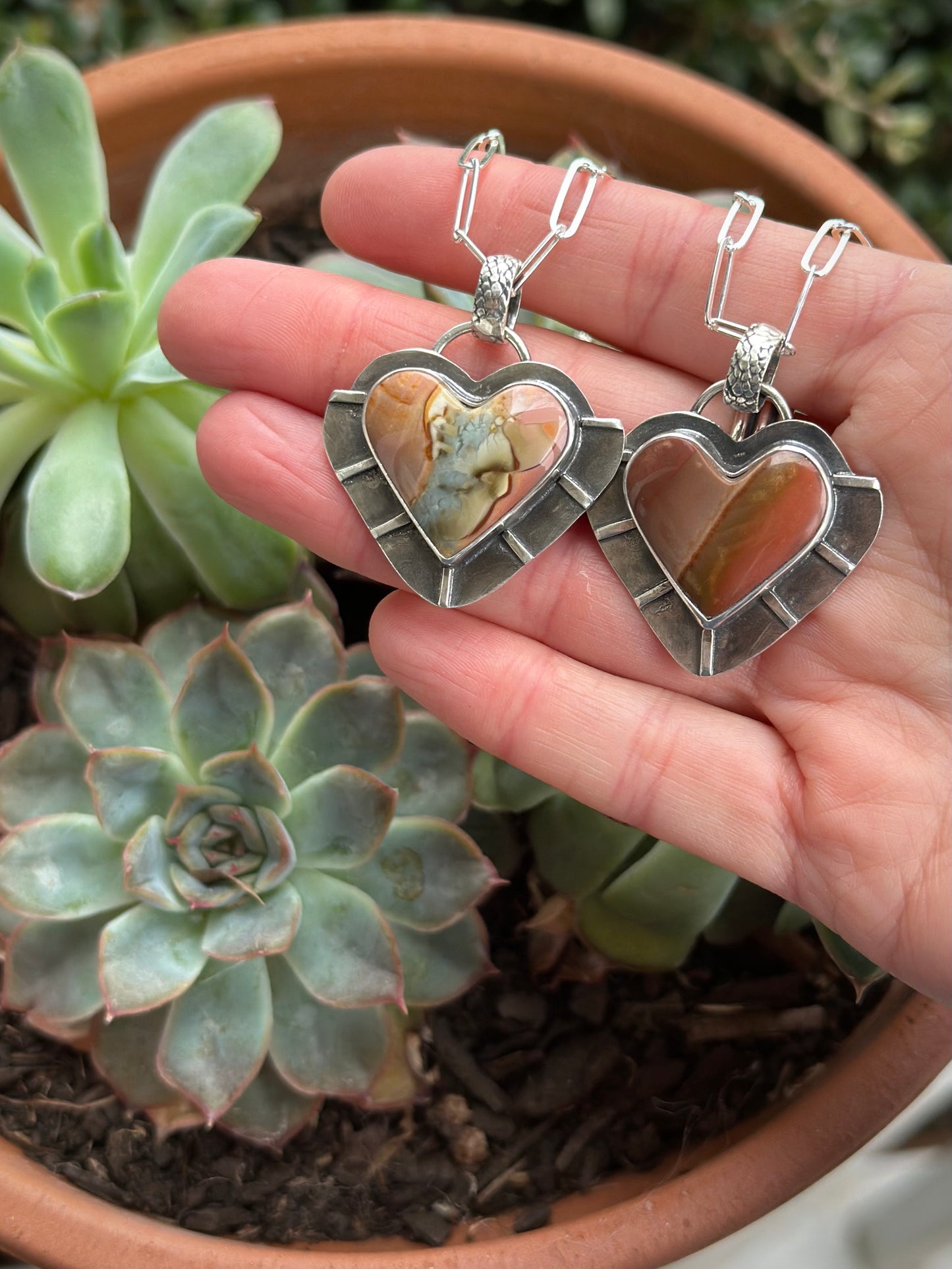 Polychrome Jasper Radiant Heart Pendant in Red v2