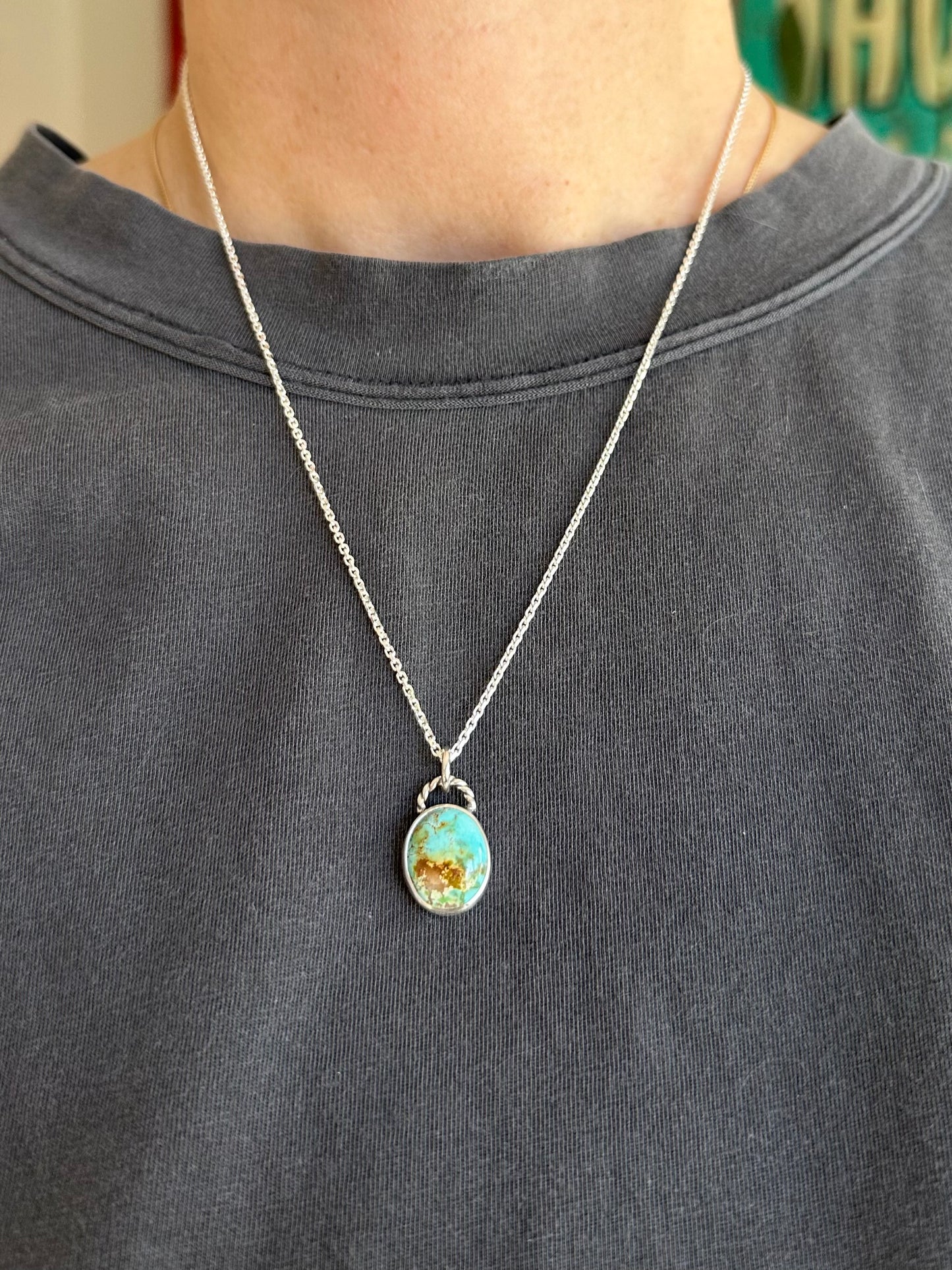 Thunderbird Turquoise Oval Pendant