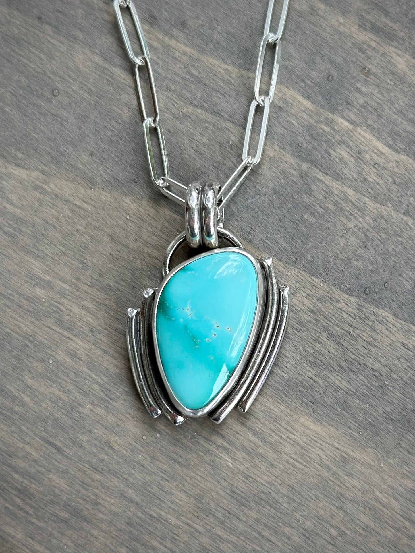 Fox Turquoise Art Deco Pendant in Blue v2