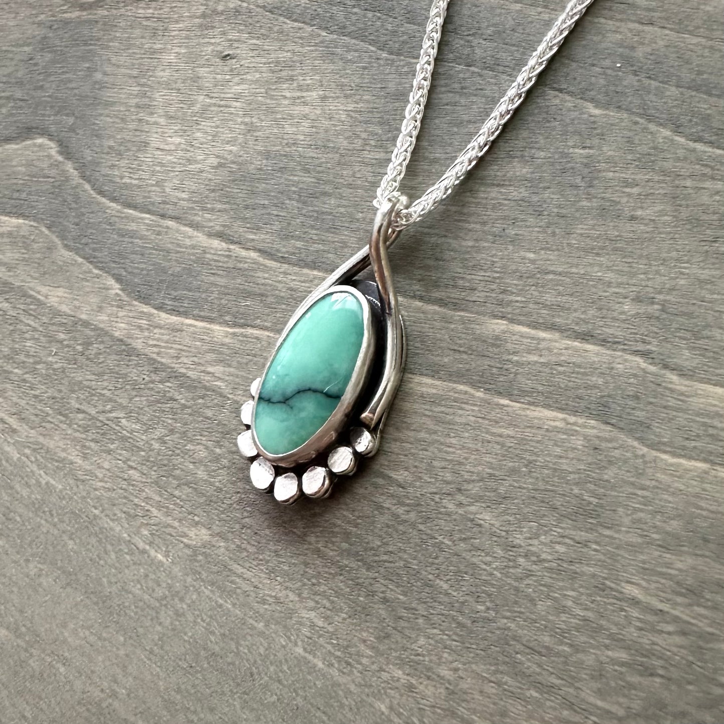Desert Bloom Variscite Wishbone Pendant in Mint