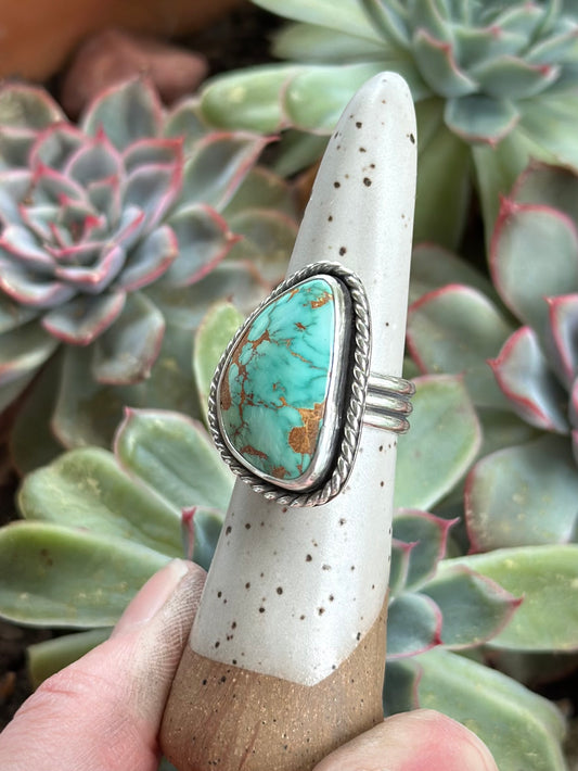 Royston Turquoise Twist Ring in size 7