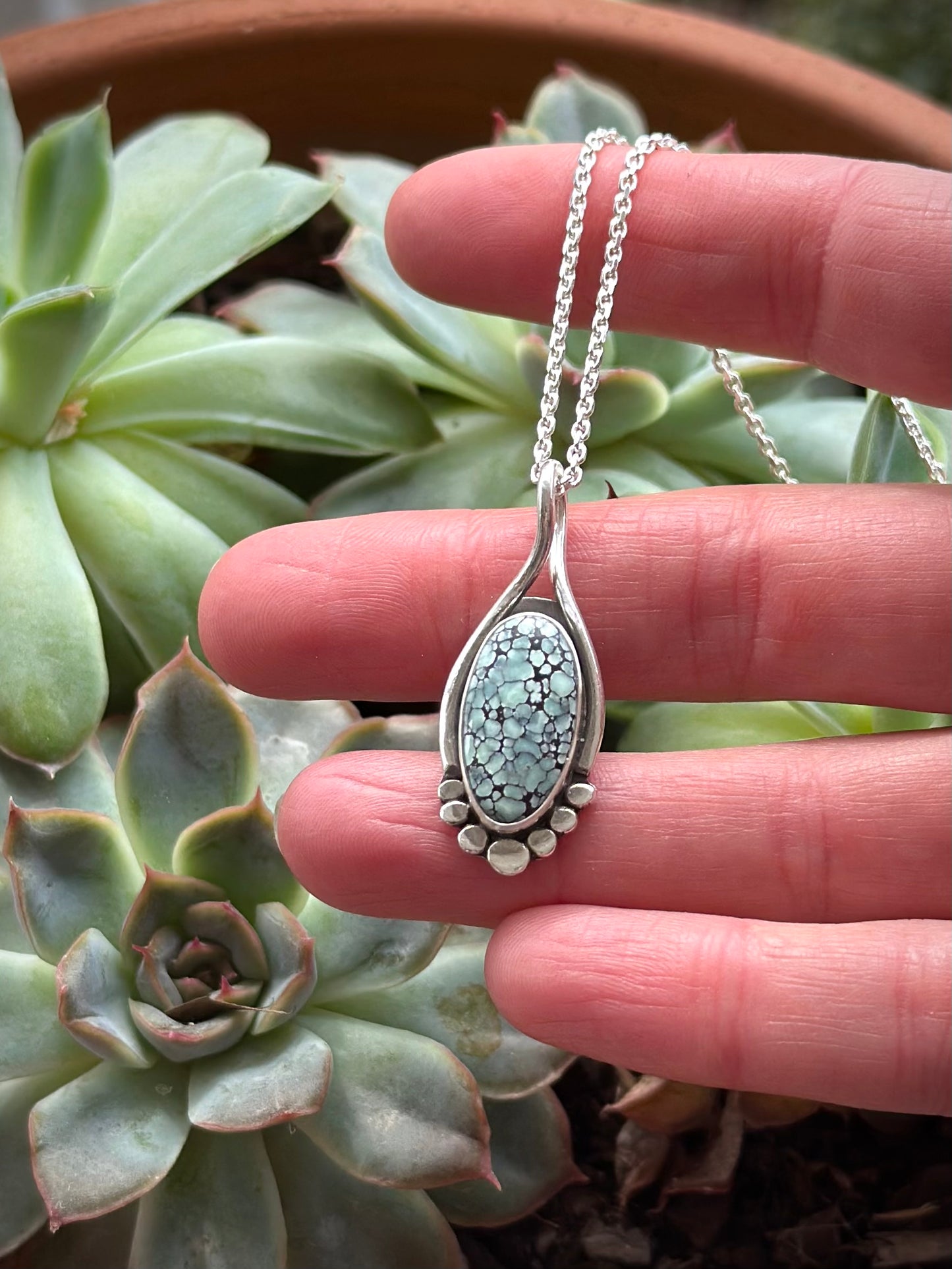 Desert Bloom Variscite Wishbone Pendant