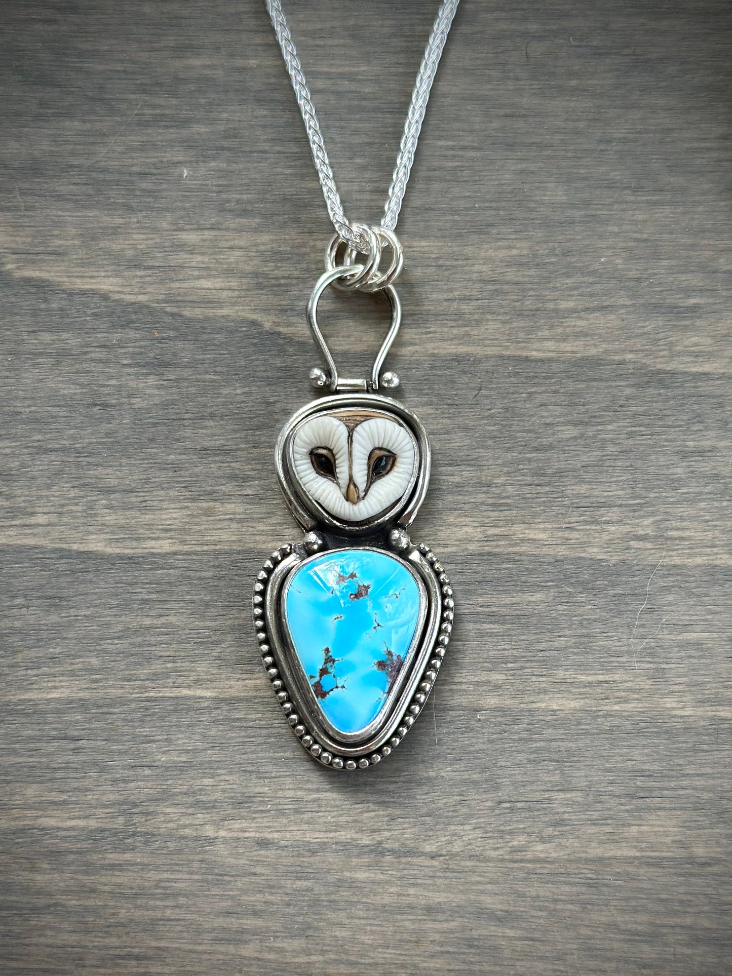Golden Hills Turquoise + Laura Mears Owl Face Pendant